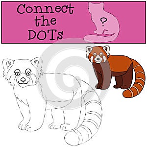 Educational game: Connect the dots. Little cute red panda smiles