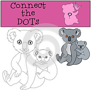 Educational game: Connect the dots. Mother koala with her baby.