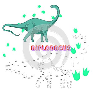 Educational game connect dots to draw dinosaur