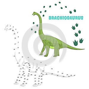 Educational game connect dots to draw dinosaur