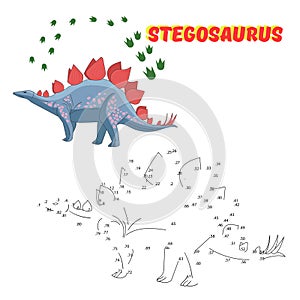 Educational game connect the dots to draw dinosaur photo