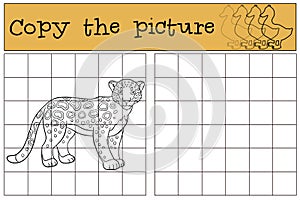 Educational game: Copy the picture. Cute jaguar smiles.
