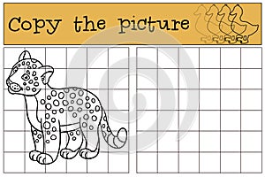 Educational game: Copy the picture. Little cute baby jaguar.