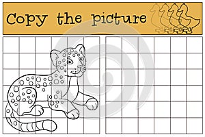 Educational game: Copy the picture. Little cute baby jaguar.