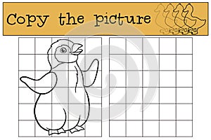 Educational game: Copy the picture. Little cute baby penguin smi