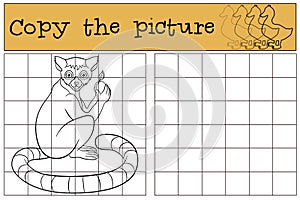 Educational game: Copy the picture. Little cute lemur.