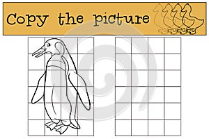 Educational game: Copy the picture. Little cute penguin smiles