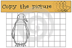 Educational game: Copy the picture. Little cute penguin smiles