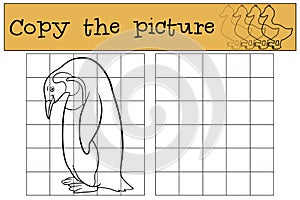 Educational game: Copy the picture. Little cute penguin smiles