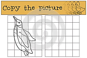 Educational game: Copy the picture. Little cute penguin swims