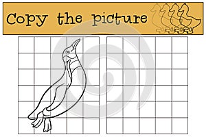 Educational game: Copy the picture. Little cute penguin swims