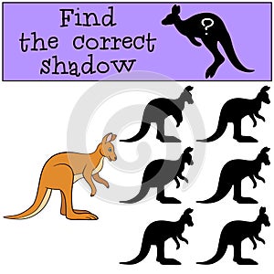 Educational game: Find the correct shadow. Little cute kangaroo.