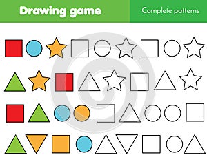 Educational game for kids. Complete pattern and continue the row task photo