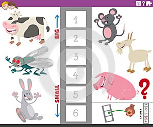 Educational game with large and small animal species