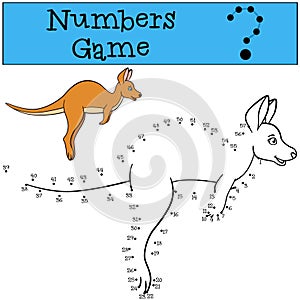 Educational game: Numbers game. Cute kangaroo runs.