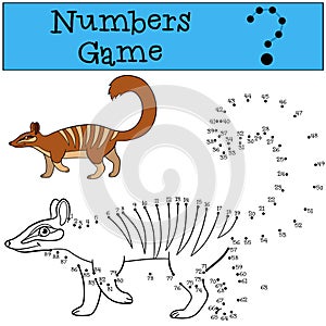 Educational game: Numbers game. Little cute numbat walks