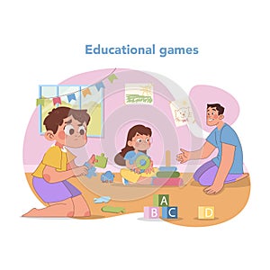 Educational games concept. Flat vector