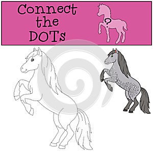 Educational games for kids: Connect the dots. Cute horse.