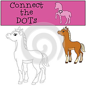 Educational games for kids: Connect the dots. Little cute foal.