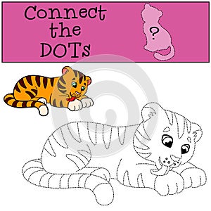 Educational games for kids: Connect the dots. Little cute tiger.