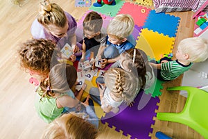 Educational group activity at the kindergarten or daycare