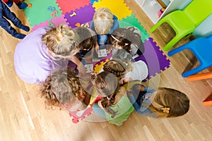 Educational group activity at the kindergarten or daycare