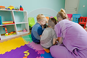 Educational group activity at the kindergarten or daycare