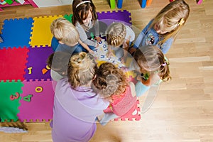 Educational group activity at the kindergarten or daycare