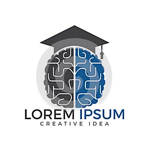 Braind and graduation cap icon design.