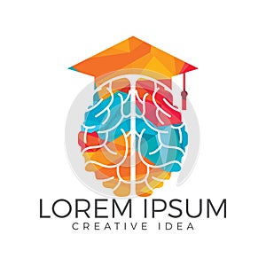 Braind and graduation cap icon design.