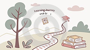Educational journey, path to knowledge and continuous learning, vector design Generative AI