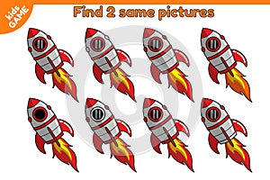 Educational kids game Find 2 same space rocket photo