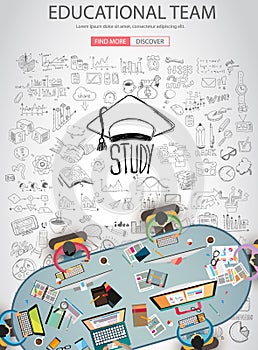 Educational and Learning concept with Doodle design style