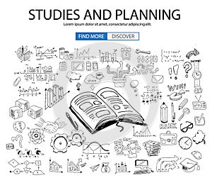 Educational and Learning concept with Doodle design style :teaching solution
