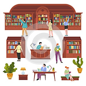 Educational library or bookstore with readers