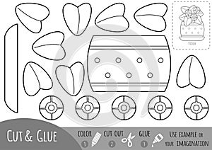 Educational paper game for children, Houseplant, Viola plant. Use scissors and glue to create the image