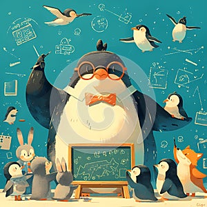 Educational Penguin Illustration