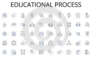 Educational process line icons collection. Connectify, Linkup, Converse, Dialog, Synapse, Relay, Interact vector and