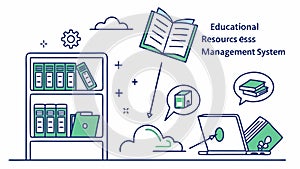 Educational Resources Management System Icons, vector design Generative AI
