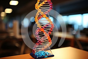 Educational science concept 3D DNA model in a laboratory