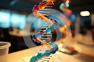 Educational science concept 3D DNA model in a laboratory