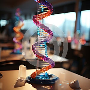 Educational science concept 3D DNA model in a laboratory