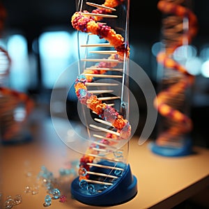 Educational science concept 3D DNA model in a laboratory