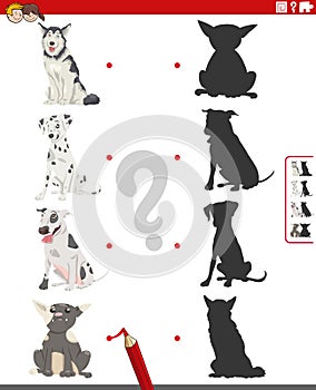 educational shadow game with cartoon purebred dogs photo