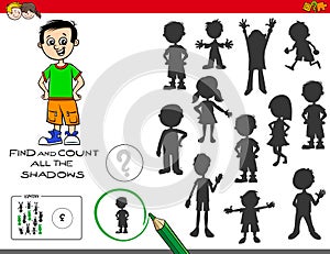 Educational shadows game with cute boy