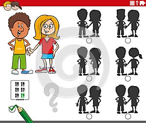 educational shadows task with girl and boy characters
