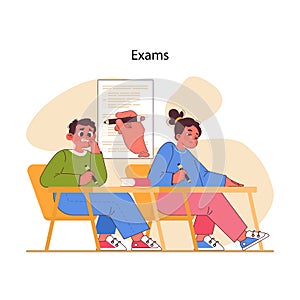 Educational stress concept. Flat vector illustration