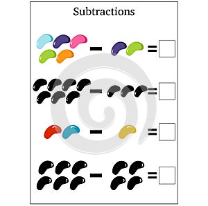 Educational subtractions maths worksheet for kids.