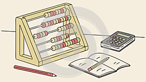 Educational Tools: Abacus, Calculator, and Notebook for Learning Math, vector design Generative AI