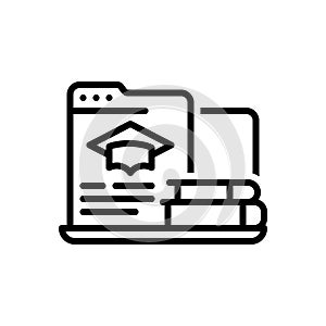 Black line icon for Educational Website, educational and learning